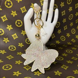 Crystal Bow Keychain Charm - Iridescent Rhinestones